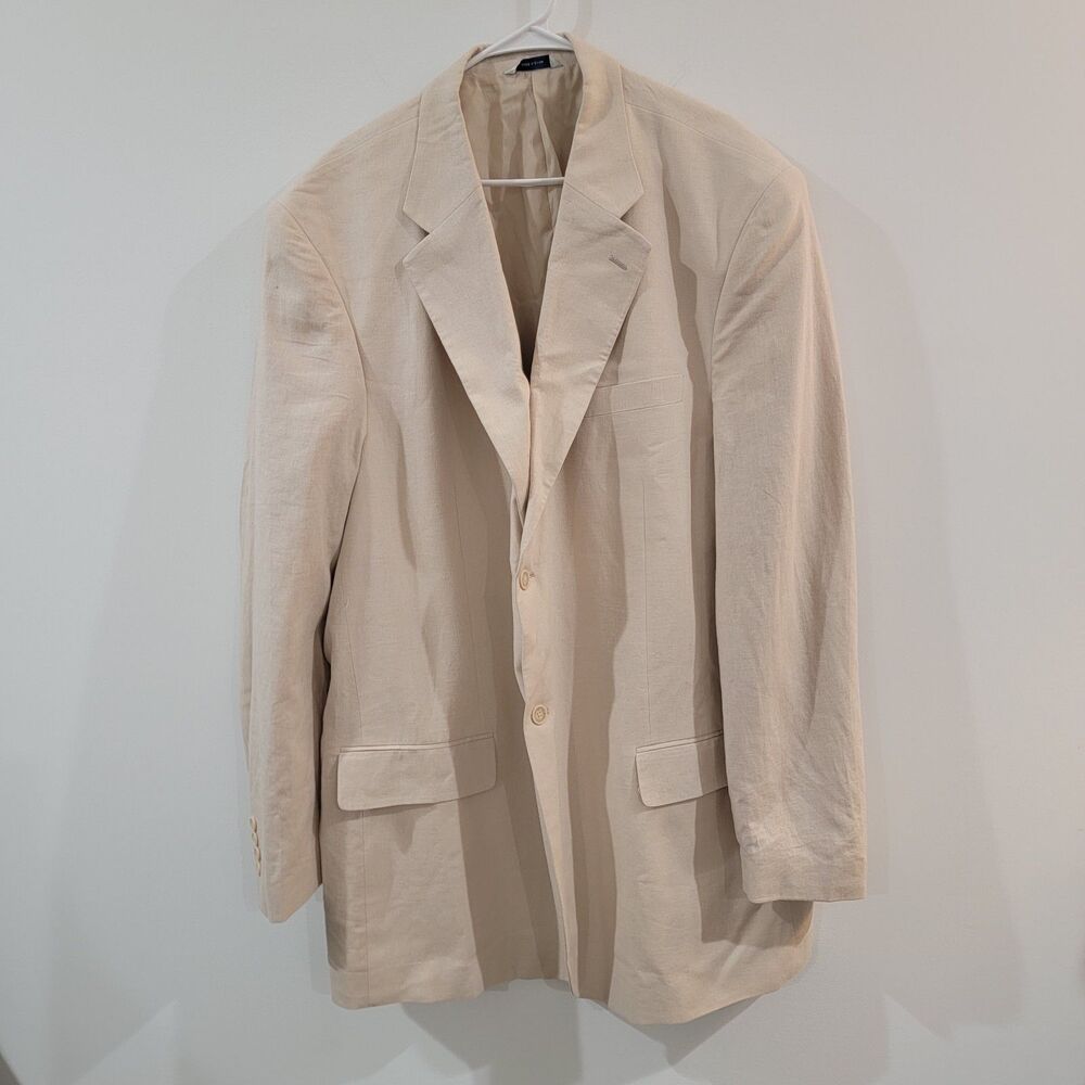 Kings Court Mens Size 52 Tall Linen‎ Blend Blazer Cream